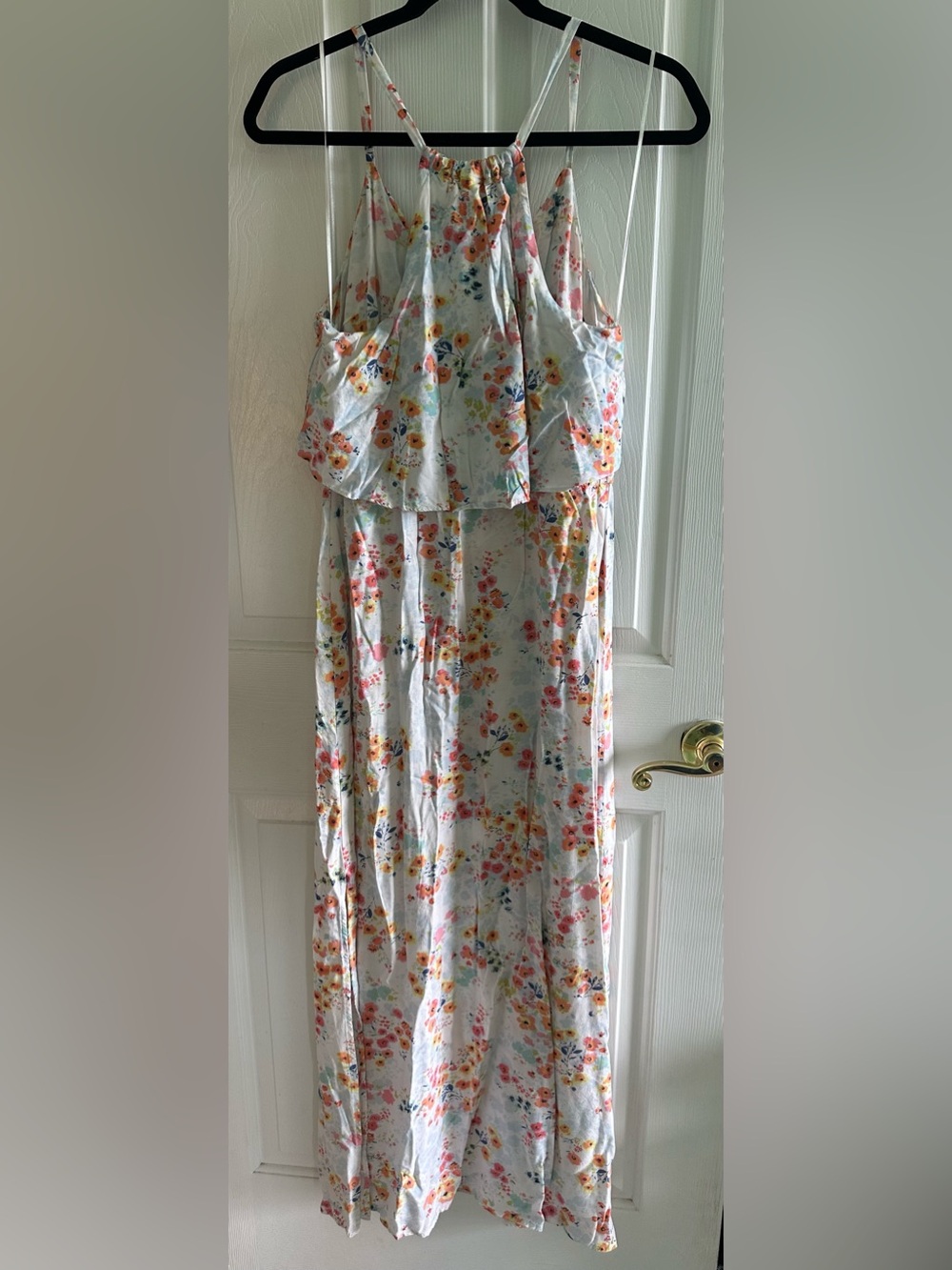 Women’s Floral Maxi Dress with Pink & Yellow Blossoms